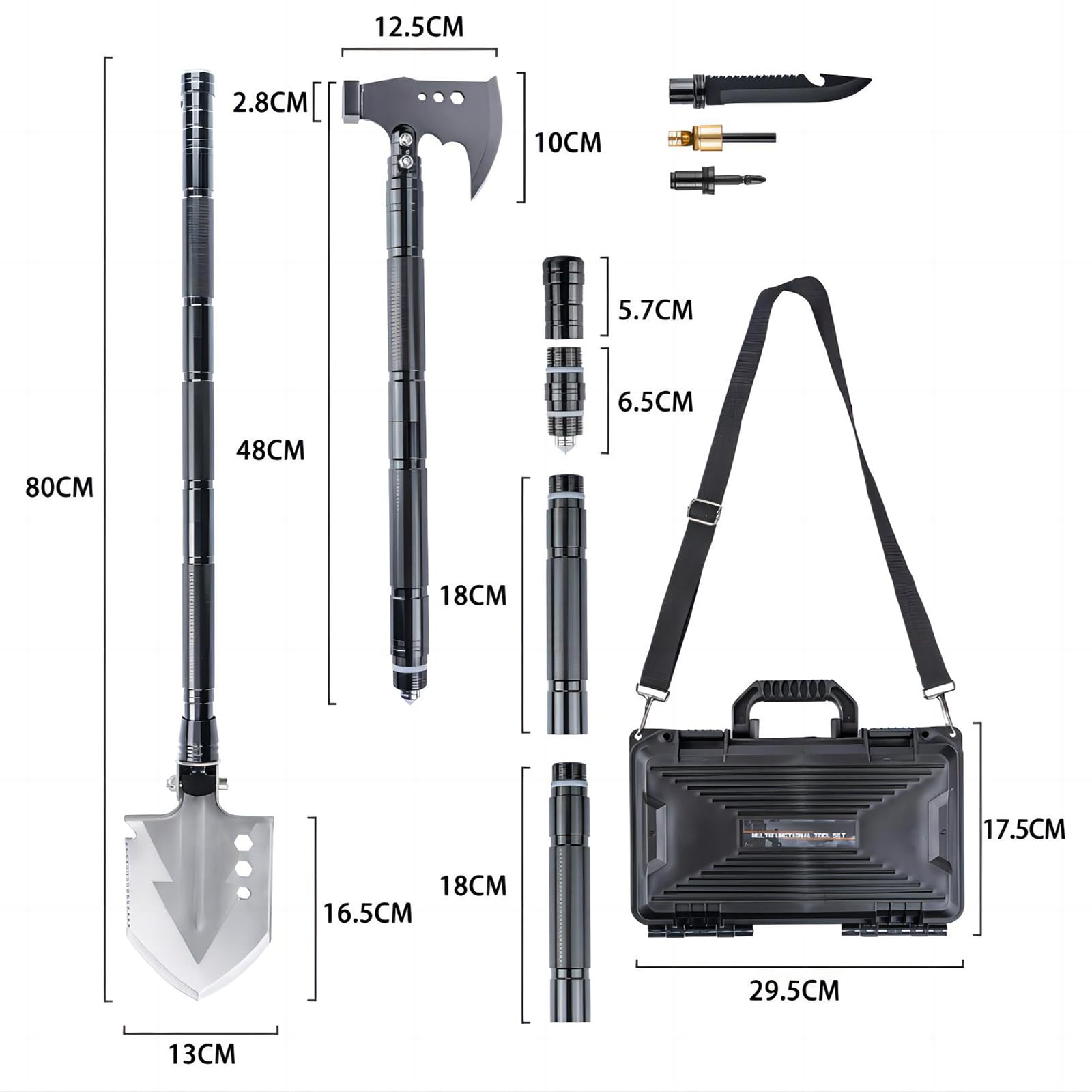 Camping Shovel Axe Outdoor Survival Shovel Set, Multifunctional Folding Tactical Shovel Hatchet Combo, High Carbon Steel Camping Equipment for Hiking Camping Hunting