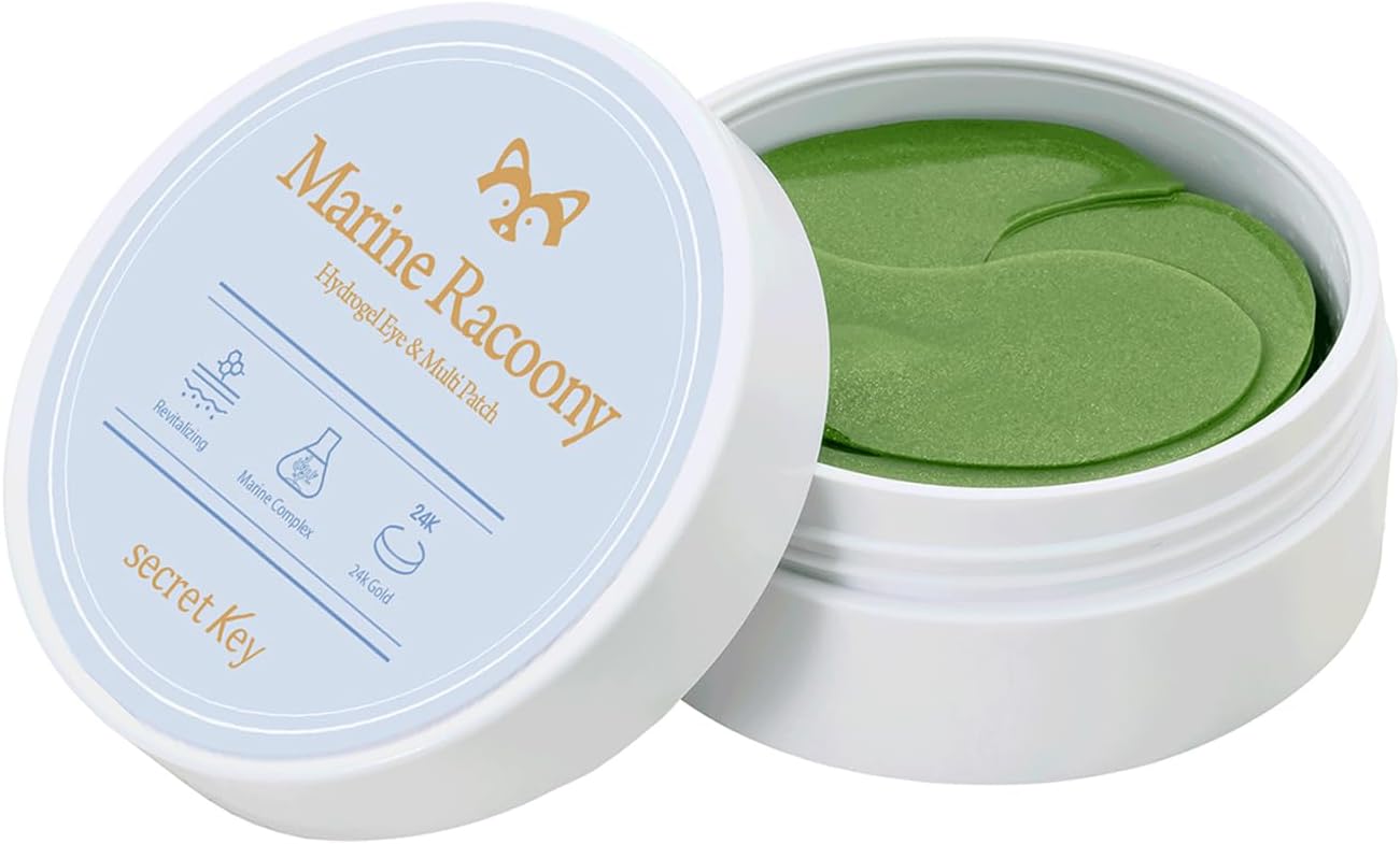 [SECRET KEY] Marine Racoony Hydro Gel Eye & Multi Patch 60 Sheet - Depuffing Eyes & Dark Circles Removing, Natural Hydrating and Anti Wrinkles Eye Patches
