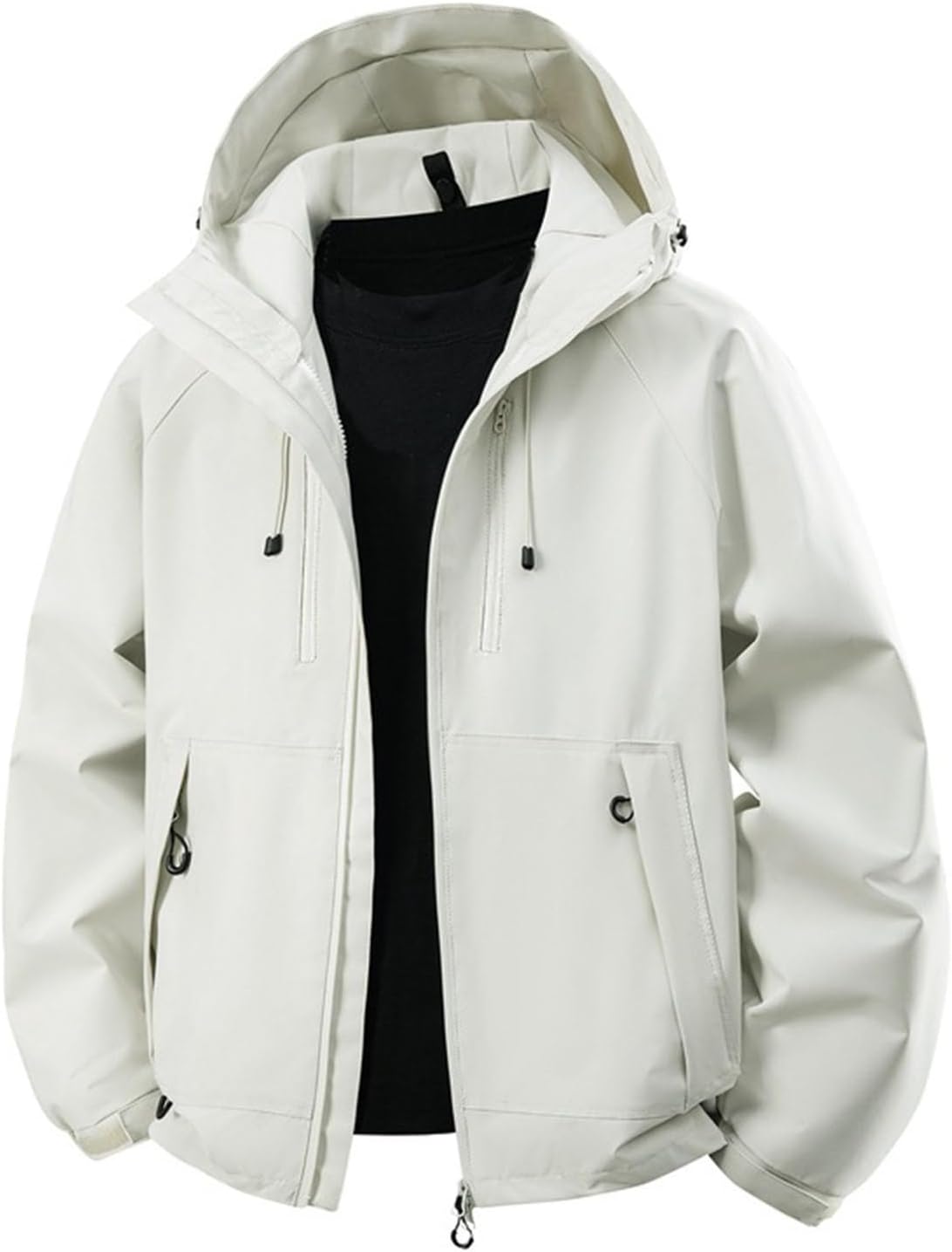 Plus Size Waterproof Jacket for Women Hooded Zip Up Outdoor Windbreaker Warm Raincoats Hiking Coat with Pockets