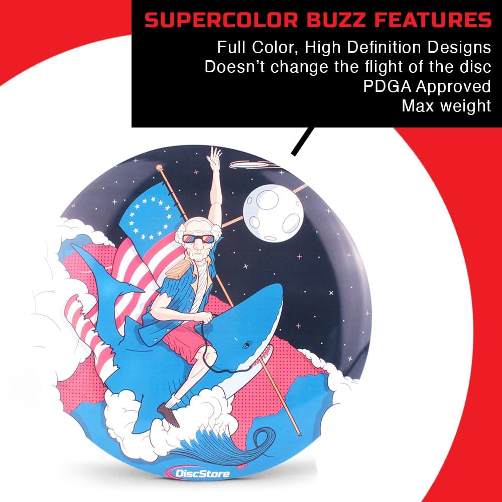 Discraft ESP Buzzz Supercolor Midrange Disc Golf Disc - Custom Design Discraft Discs - Straight Flying and Great for All Skill Levels - Free Mini Marker Included