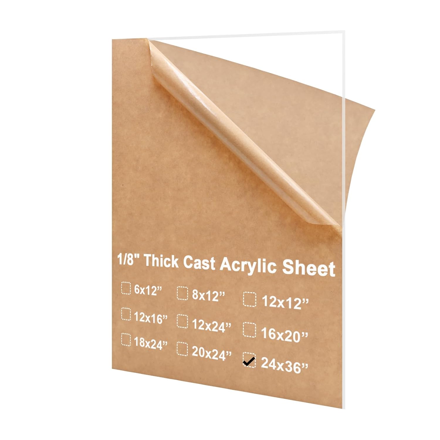 KINLINK 24x36 Plexiglass Sheets 1/8 inch-3mm Clear Acrylic Sheets, Clear Plastic Board Polycarbonate Sheet for DIY Project, Craft, Acrylic Sign, Weding Invitaton 1 Pack 24x36 Clear 1