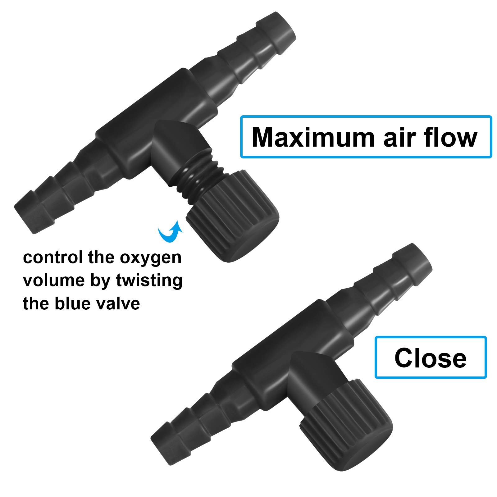 Honoson 30-Piece Aquarium Air Control Valves - T-Shaped Plastic Flow Regulators For 4mm Air Line Tubing
