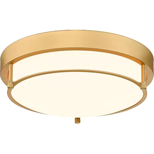 Flush Mount Light Fixture, 12 inch 2-Light Modern Ceiling Light with Brass Gold Finish for Hallway Kitchen Laundry Bedroom, 4822-BB | 2 E26 sockets,Close to Ceiling Light for bedroom,hallway,kitchen,entryway