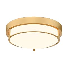 Flush Mount Light Fixture 12 inch 2-Light Modern Ceiling Light with Brass Gold Finish for Hallway Kitchen Laundry