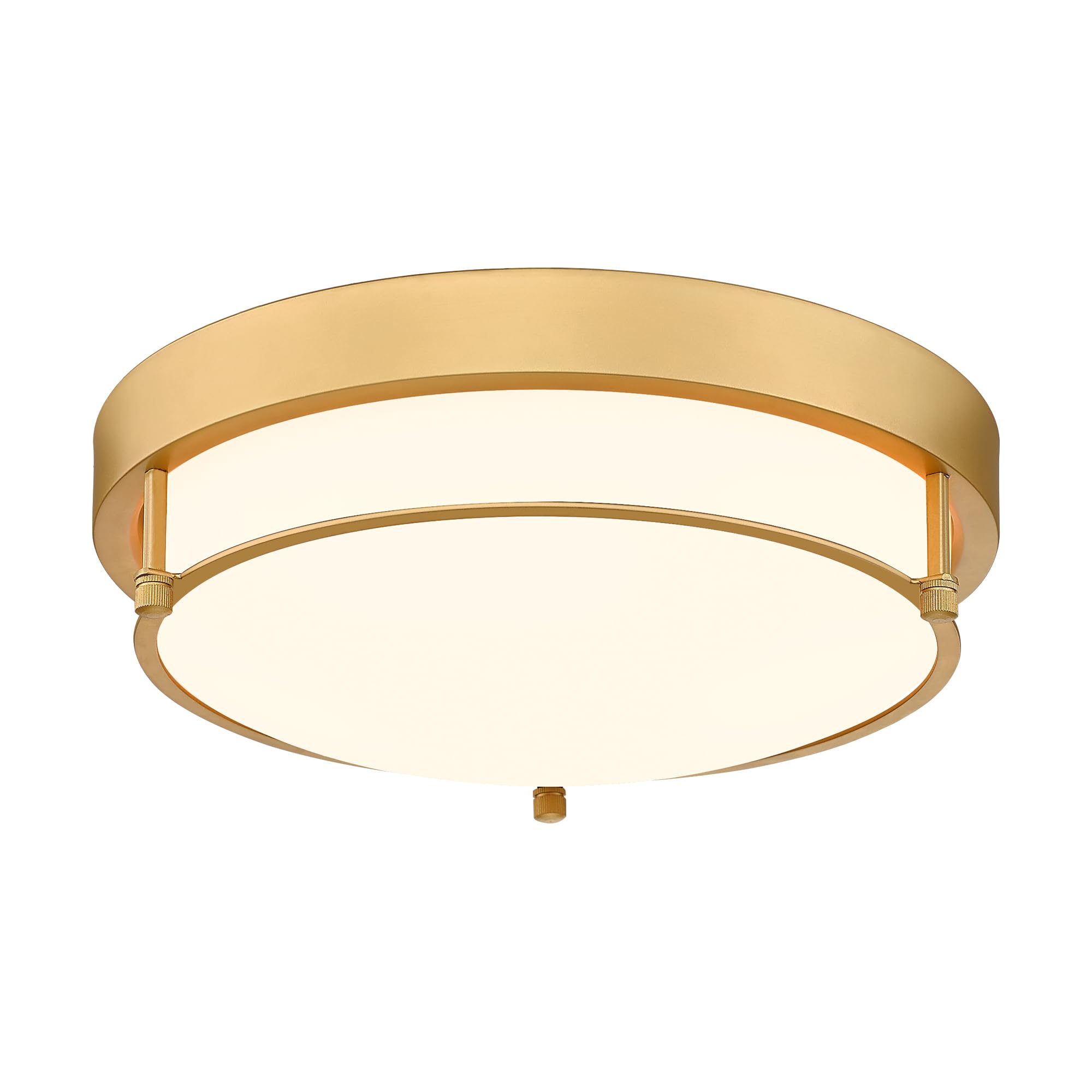 Flush Mount Light Fixture, 12 inch 2-Light Modern Ceiling Light with Brass Gold Finish for Hallway Kitchen Laundry Bedroom, 4822-BB