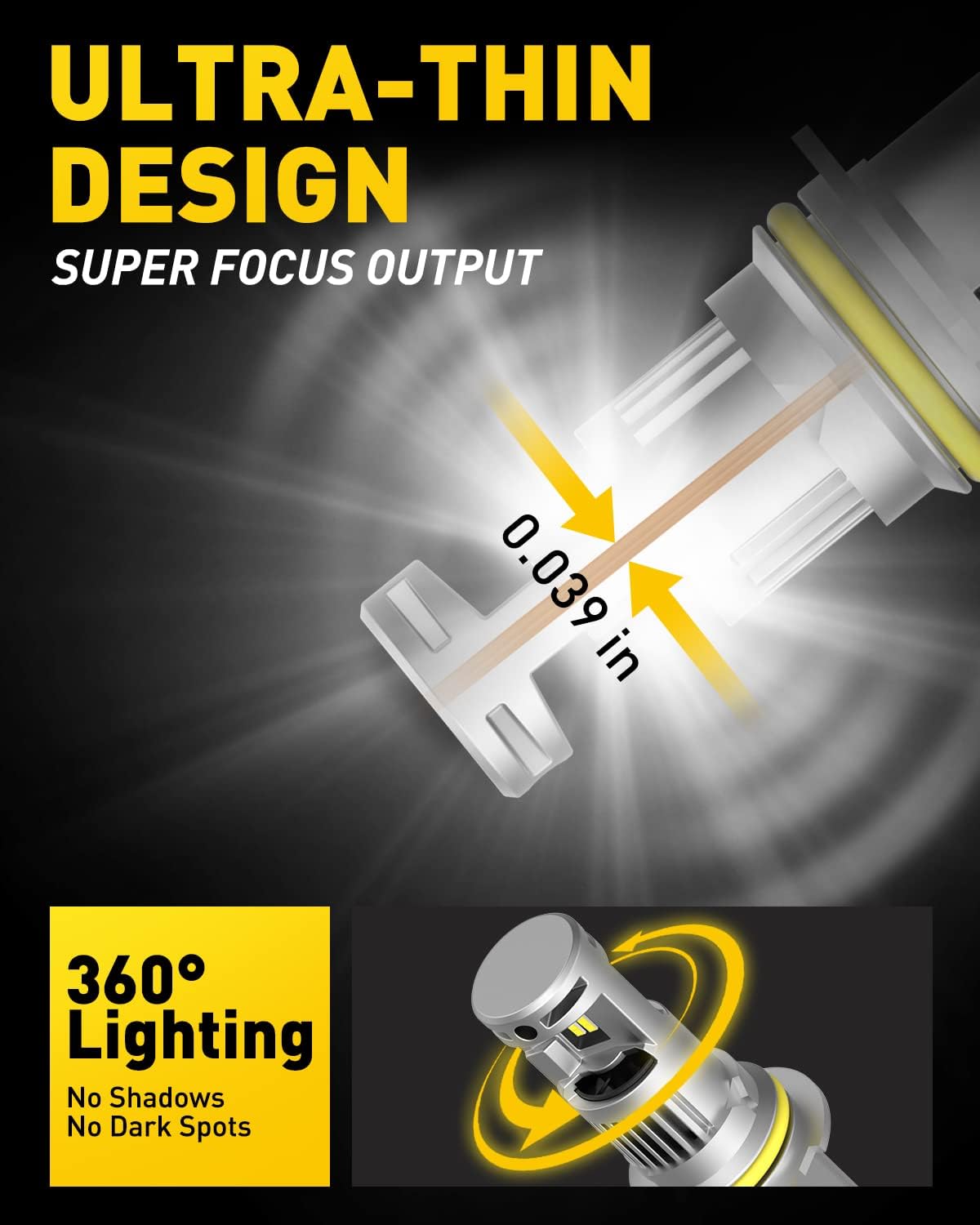 AUXITO 9007/HB5 LED Light Bulbs, 27000LM 700% Brighter, Canbus Ready Wireless HB5 9007 Plug and Play Halogen Replacements Light Kit, Pack of 2
