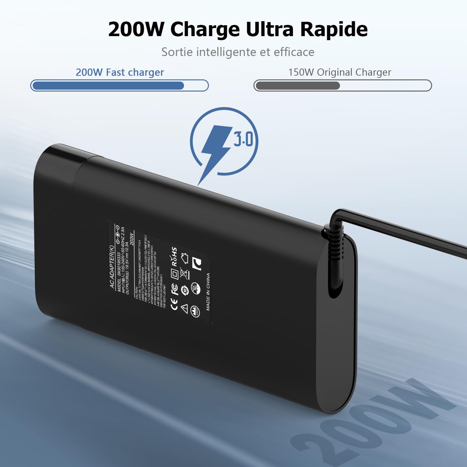 200W 19,5V 10,3A Chargeur pour HP TPN-LA21 TPN-DA10 Alimentation 4,5x3,0mm