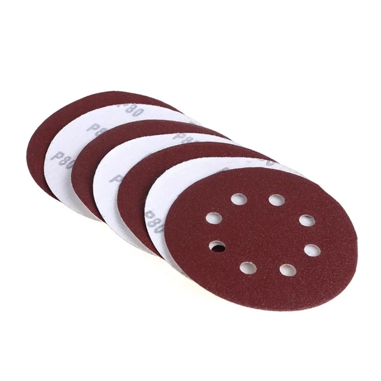 100 pz 5 pollici 125.0mm 8 fori Hook Loop dischi abrasivi carta vetrata 240 400 grana for levigatrice orbitale casuale Per levigatrici(Red-p800)