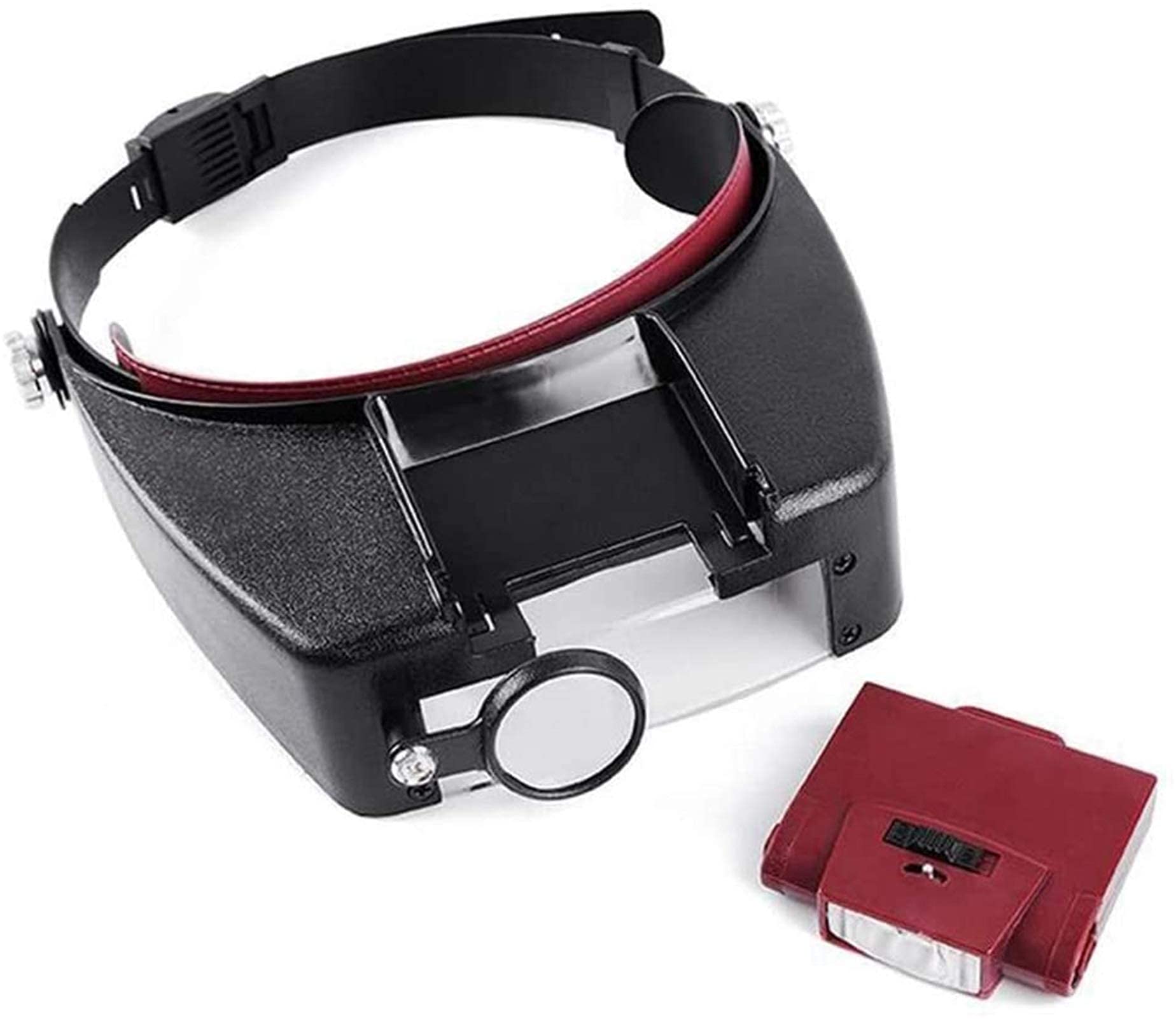 YCQYM Numinifier della Fascia, Occhiali da ingrandimento Montato a Testa, Gioielli Regolabili Lampada a tracota Lampaggio ingranditore Illuminato Glassini per Occhiali Lince Loupe 2 Visor Leggero per