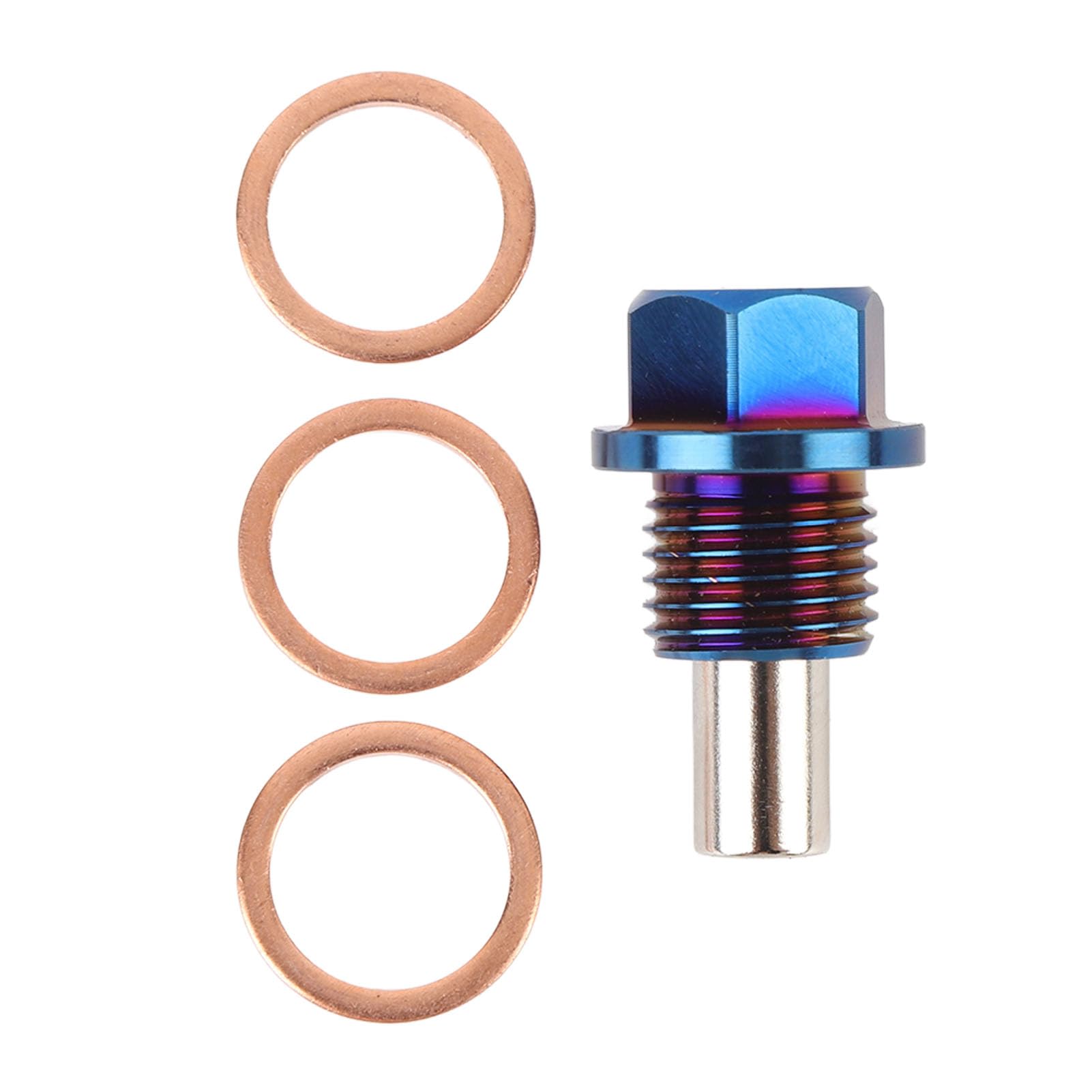 Magnetic Oil Drain Plug, M14 X 1.5 Ti Alloy Engine Oil Sump Drain Nut Bolt with 3 Gaskets for Vehicle