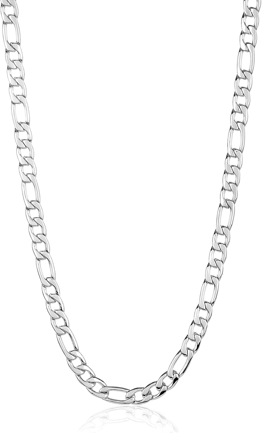 Invicta Jewelry Men's Polished Figaro Chain Stainless Steel Necklace (8mm) - 24"