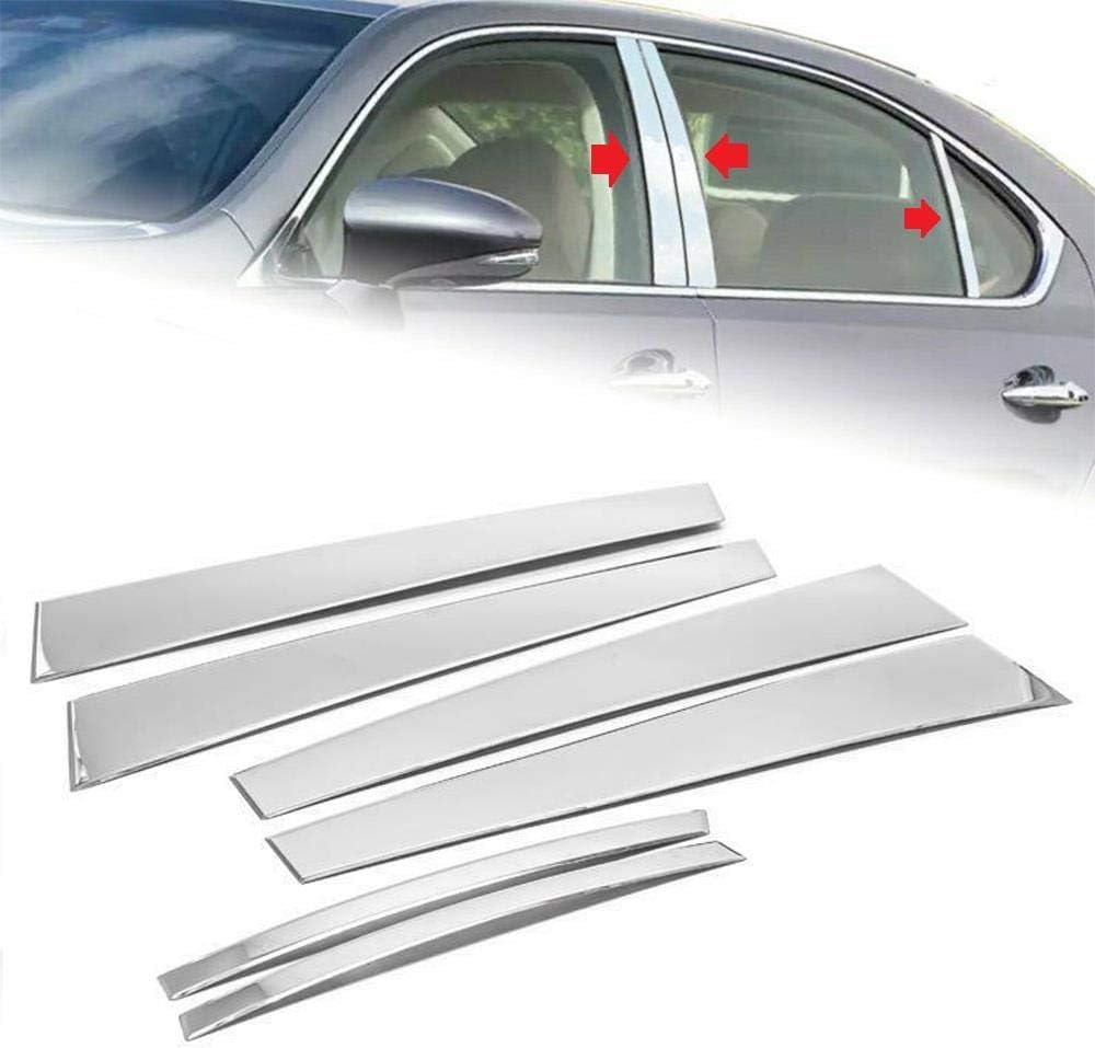 Signature 6PCS Stainless Steel Side Door Pillar Post Trim Set Compatible with 2007-2017 Lexus LS460 XF40