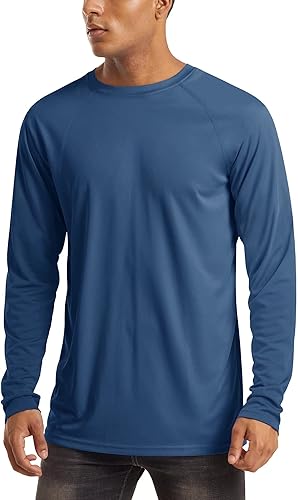 MAGCOMSEN - Camisas de manga larga para hombres UPF 50+ Protección UV contra el sol, camisas atléticas para senderismo, correr, entrenamiento,
