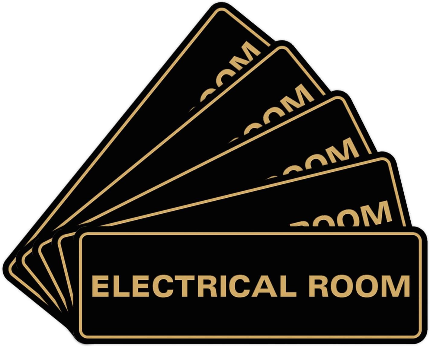 All Quality Standard Electrical Room Sign - Black/Gold - Small (5 Pack)