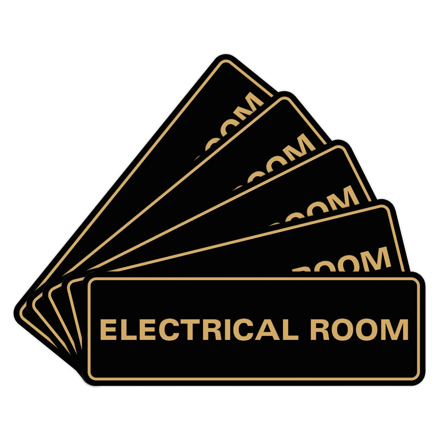 All Quality Standard Electrical Room Sign - Black/Gold - Large (5 Pack)