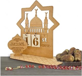 Ramadan Calendar 30 Days,Wooden Ramadan Calender Kids Rustic,Elegant Ramadan Decorations 2023 New Ramadan Gift for Kids