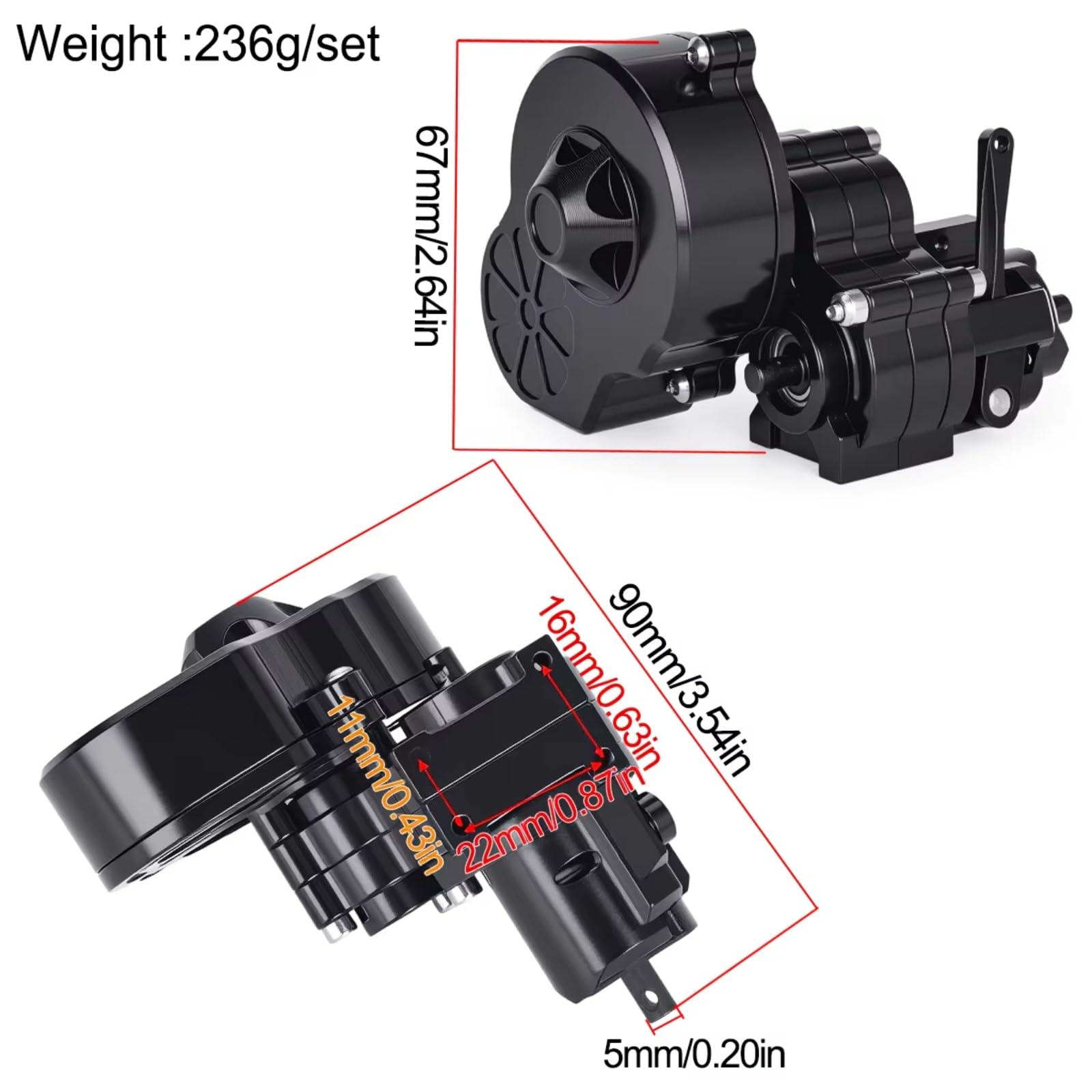 Transmisión Alumbres para Axial para SCX10 AX10 para Wraith 1/10