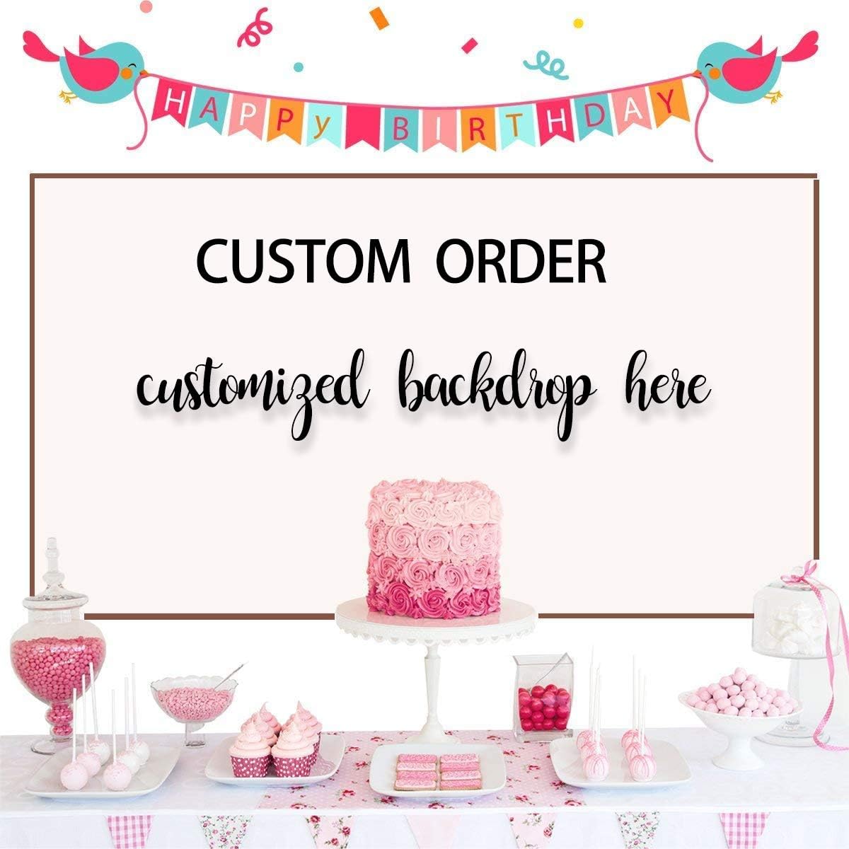 Mocsicka Customized Backdrop Custom Design Photography Background Party Banner Supplies (8x8ft)