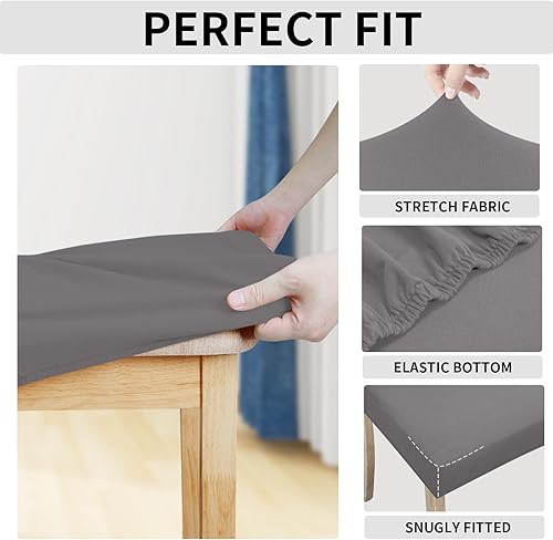 Miniatura 6 de Easy-Going Juego de 6 fundas de asiento 100% impermeables para sillas de comedor, fundas de asiento elásticas protectoras extraíbles y lavables,