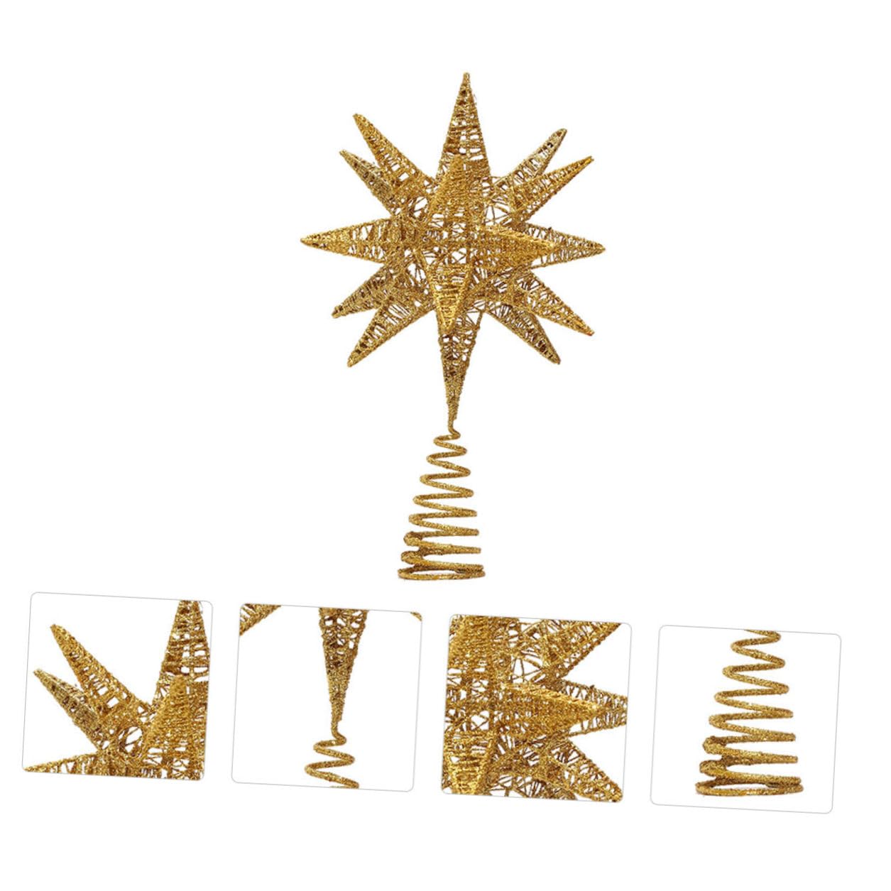 Mehrwinkeliger Stern Weihnachtsbaumspitze Deko Goldfarbig Langlebige Fensterschmuck Baumspitze Dekorative Weihnachtsbaum Anhänger für Festbedarf und Partyschmuck