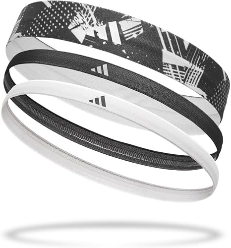 Adidas Juego de bandas para el cabello, dos finas, una gruesa, negra multicolor