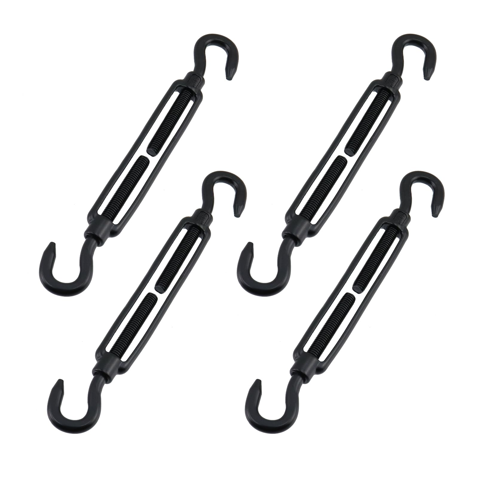 Tenditore M8 in acciaio inox, gancio e occhiello, nero, regolabile, tenditore decorativo per fune metallica, gancio decorativo per fissaggio a vela da appendere al giardino, ombreggiante