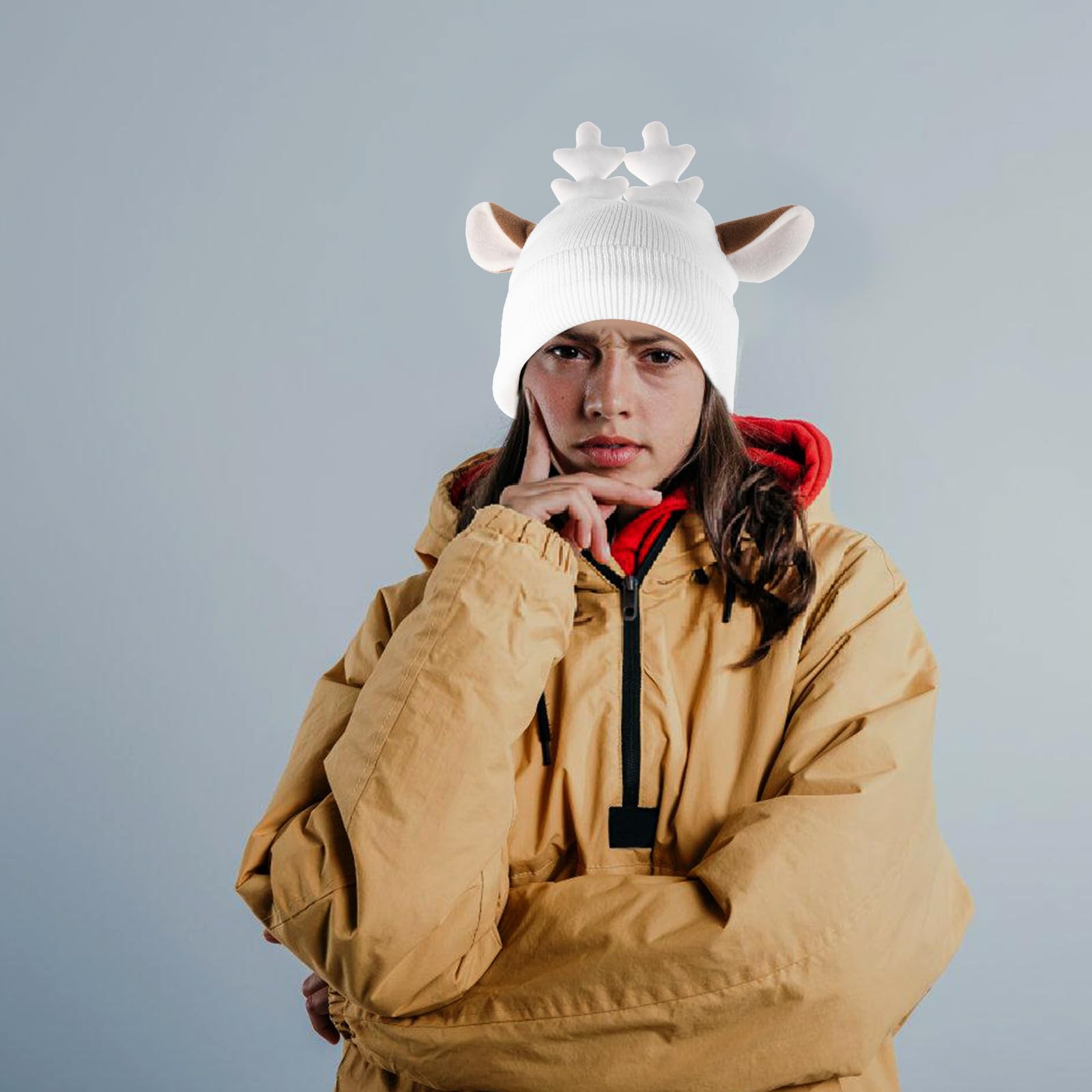 Toyvian 3 Pezzi Copricasco da Sci a Renna per Sport Invernali, Filato