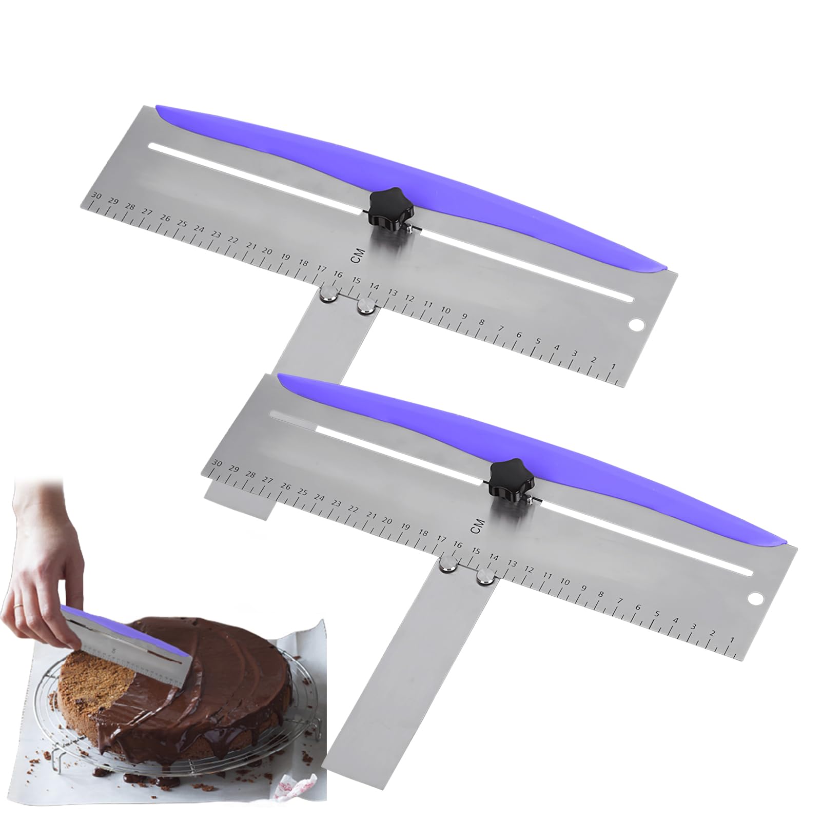 12 Inch Cake Scraper Smoother, 2 Pcs Cake Scraper, Icing Spatula, Stainless Steel Cake Bench Scraper Decorating Tools For Icing Frosting Cream Edge For Mousse, Cream Cake, Cake Frosting Smoother