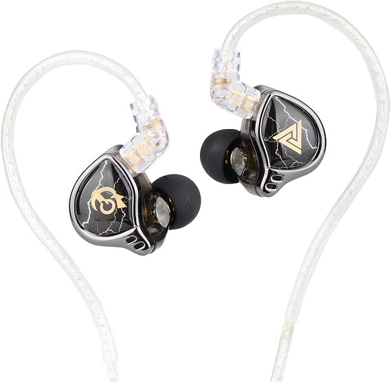 Linsoul QKZ x HBB 10 mm التيتانيوم المغلفة الحجاب الحاجز HiFi في الأذن مراقب سماعات مع تجويف شبه مفتوح، انفصال 2 Pin كابل مطلي بالفضة، إلغاء الضوضاء ل Audiophile (مع هيئة التصنيع العسكري)