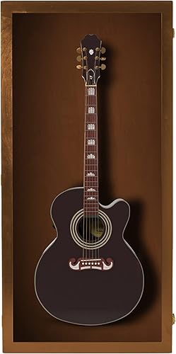 Pennzoni Display Co. - Estuche extra grande para guitarra acústica, nogal, sin fieltro, vitrina de guitarra acústica o eléctrica, soporte de pared,