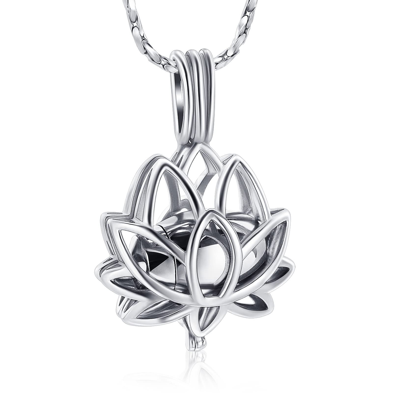 Imrsanl Cremation Jewelry for Ashes - Lotus Flower Ashes Pendant Necklace with Mini Keepsake Urn Memorial Ash Jewelry