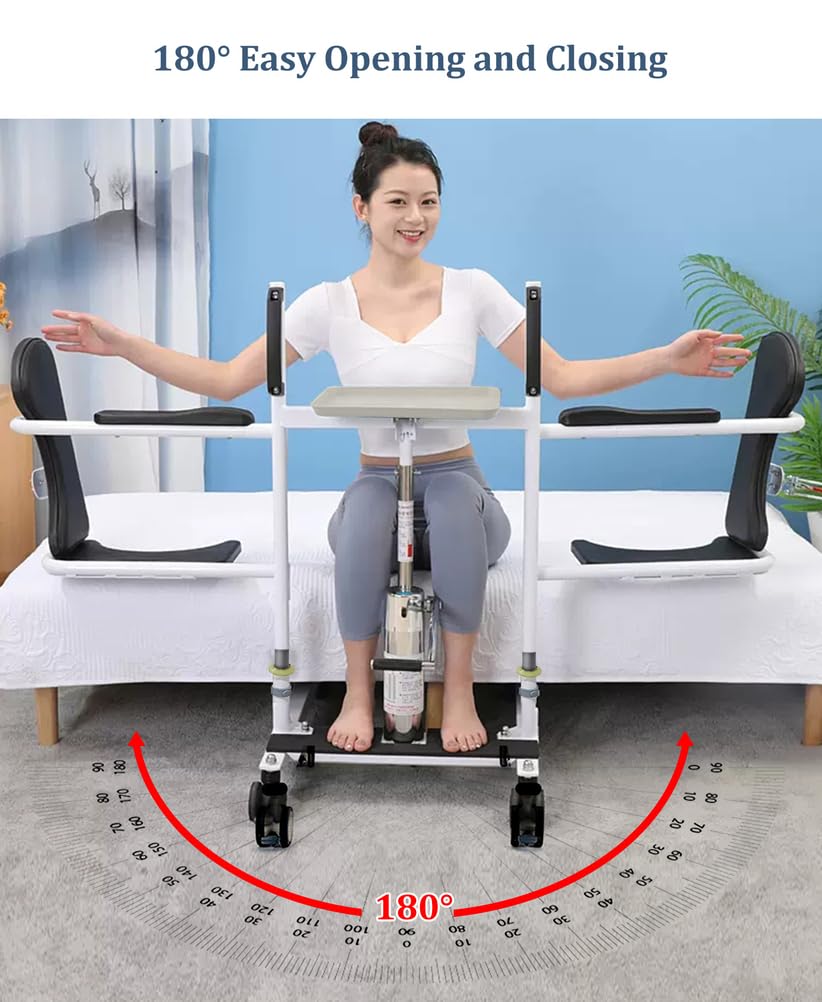 Silla de Transferencia para Pacientes con Altura Ajustable, Silla Elevadora Multifuncional 4 en 1, Silla de Ruedas Portátil para Enfermería para Traslados Desde Cama, Sofá