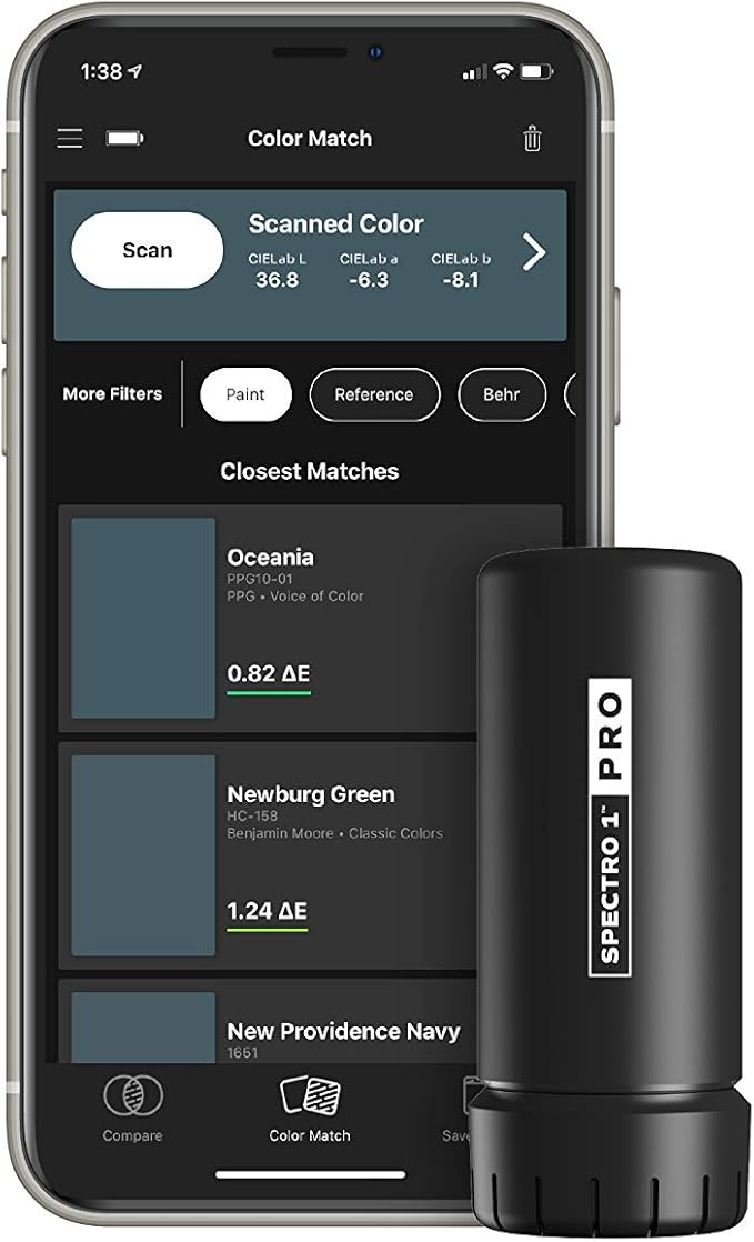 Amazon Spectro 1 Pro モバイル分光光光度計 光沢や光沢に影響なし カラーマッチング、視覚分析、品質管理ツール 反射曲線とカラーデータの測定と検査 塗装・壁装