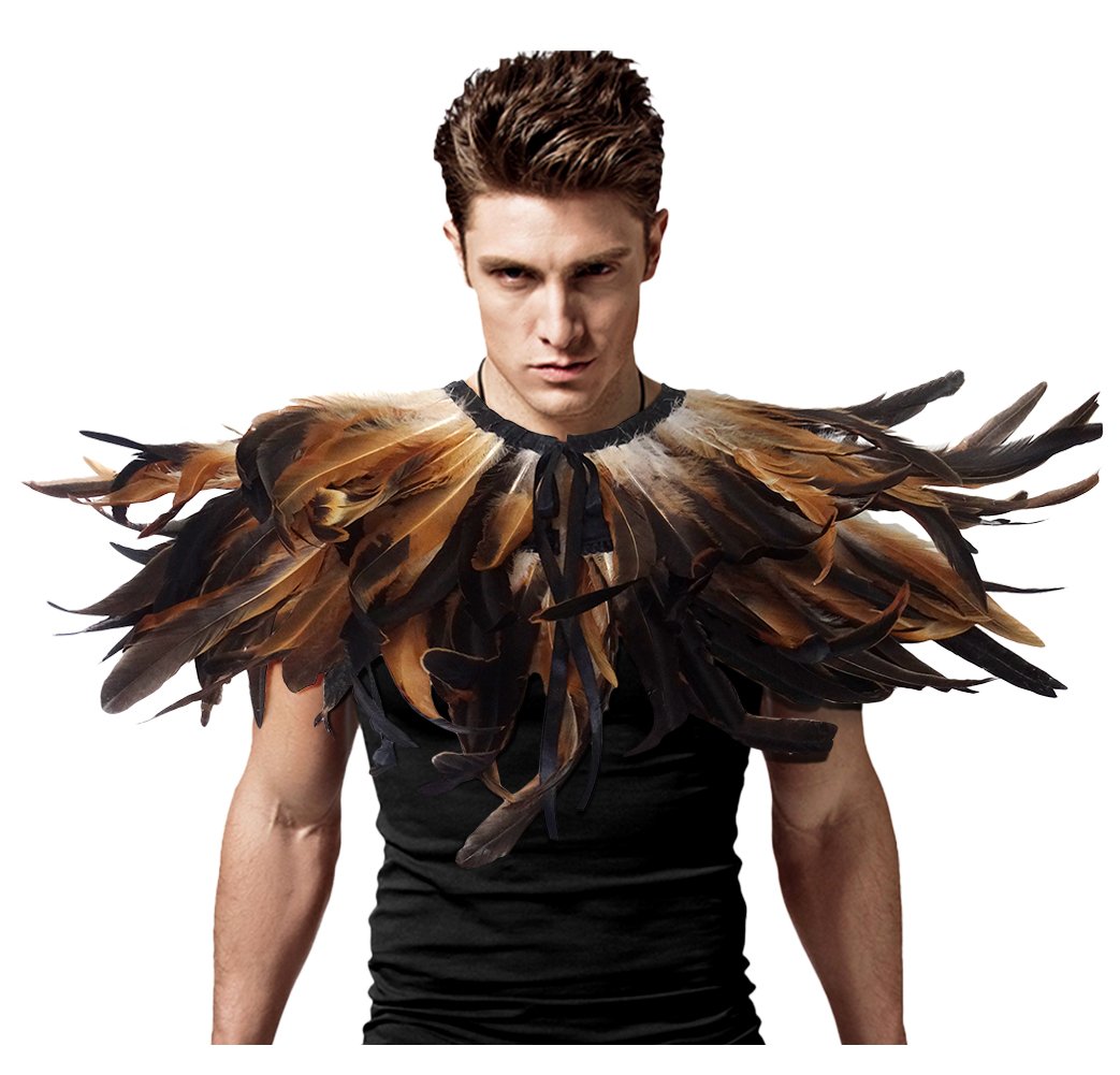 keland Collana di Colletto di Scialle con Coprispalle di Piume in Stile Gotico. Spalline in Costume di Halloween
