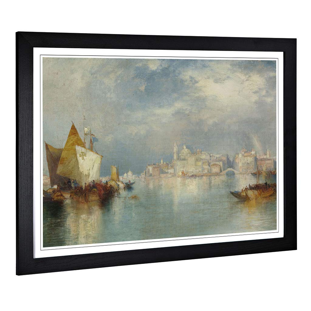 Big Box Art Framed Print of Thomas Moran The Palace of Cortez Design | Wall Art Picture | Home Decor for Kitchen, Living Room, Bedroom, Hallway, Black, A2 / 24.5x18 Inch / 62x45cm