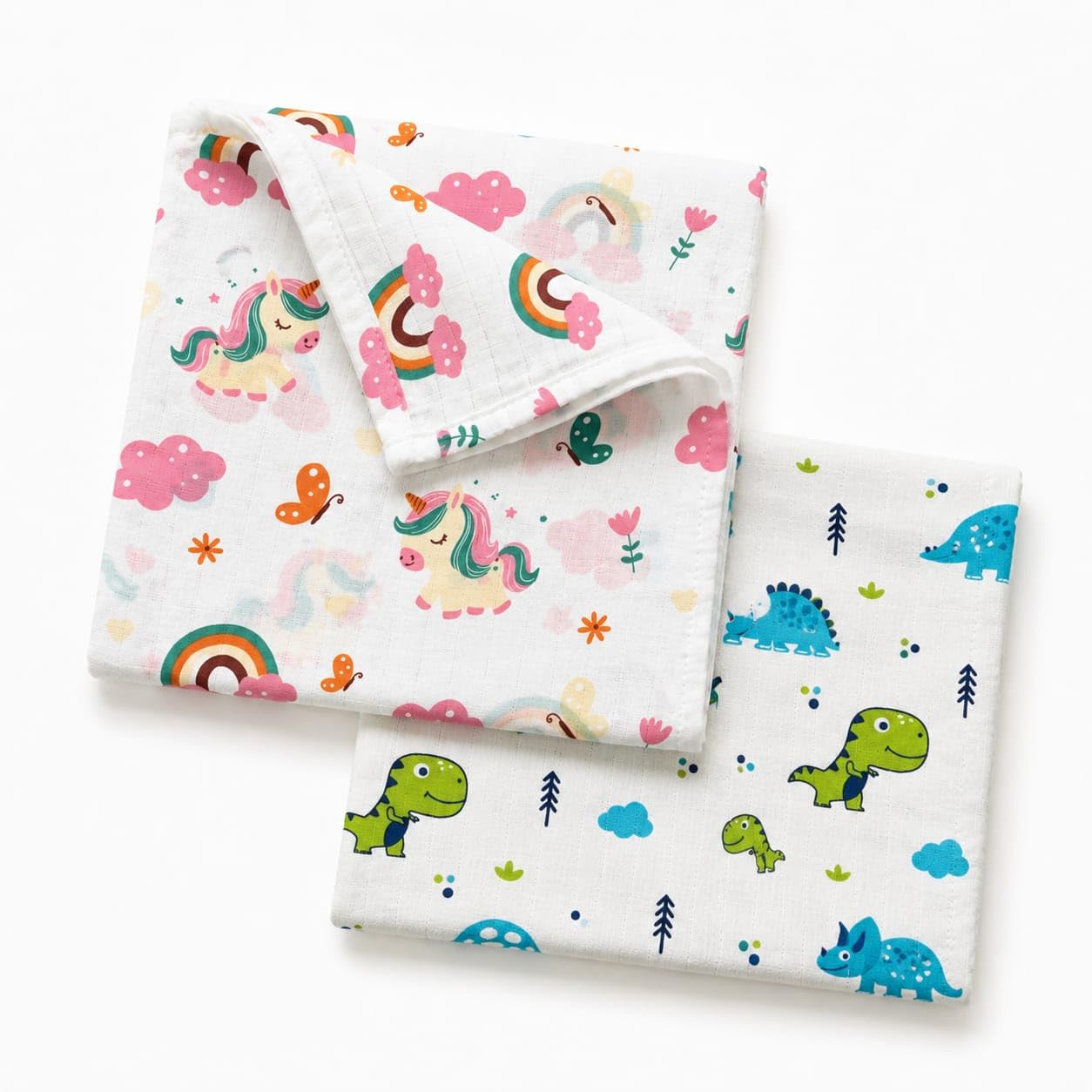 100% Muslin Cotton Baby Swaddle Wrap for New Born Baby (100 cm * 100 cm) New Born Baby Blanket & Swaddles Dreamland Collections (2, White Dino/Unicorn)-image-18