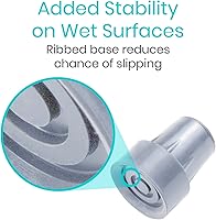 Vista 8 de Vive Walking Cane Tips 2 Pack (3/4 Inch) - Non-Slip Universal Rubber Replacement Tips for Walking Sticks, Crutches, Walkers, Canes