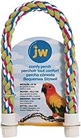 JW Pet Comfy Perch for Birds - Flexible Multi-Color Rope Perch, Medium 21 Inch, Ideal for Parrots, Cockatiels & Macaws