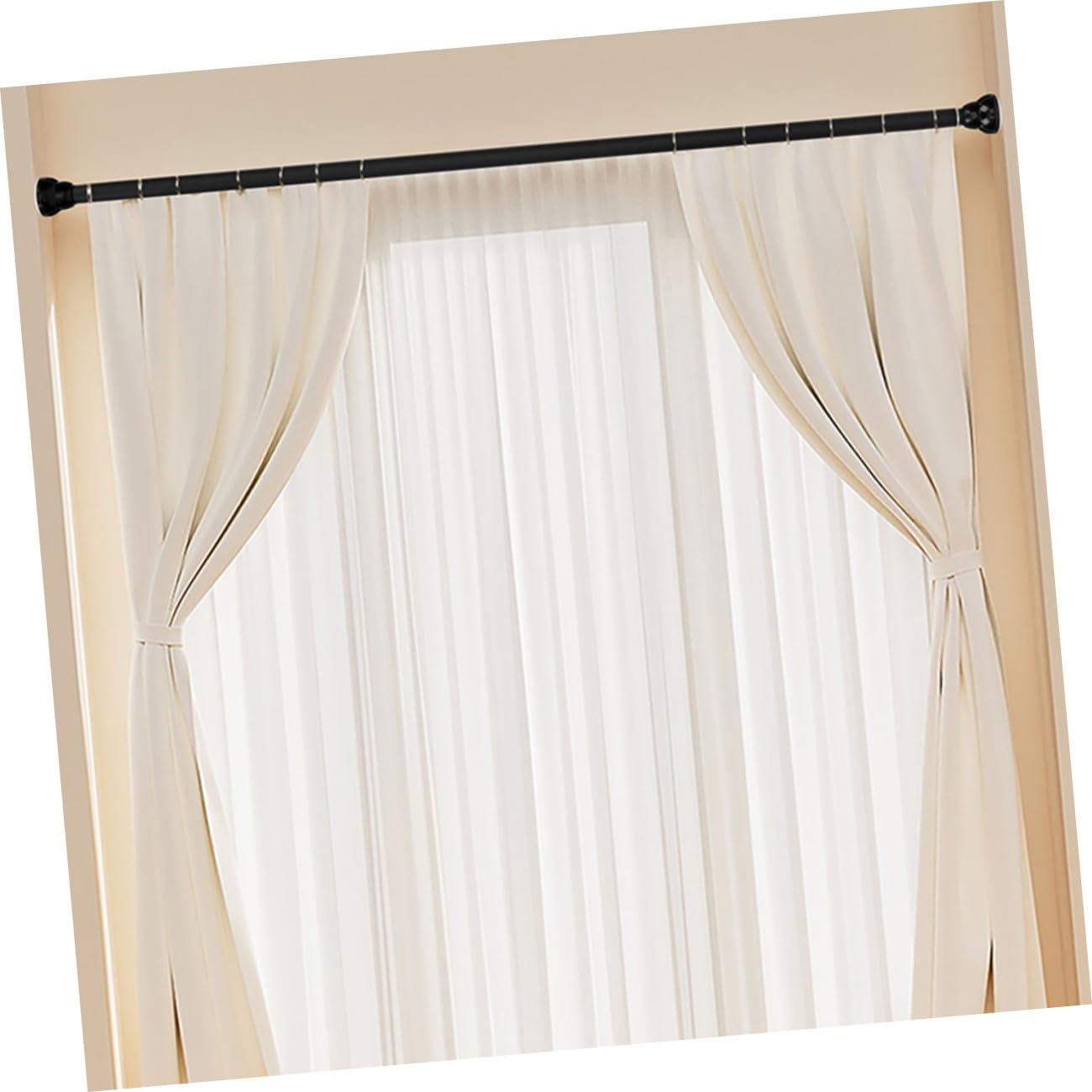 GALPADA 2 piezas Barra de Tensión Extensible para Ropa y Cortinas sin Taladro Ajustable para Baño Armario Dormitorio y Balcón Negro
