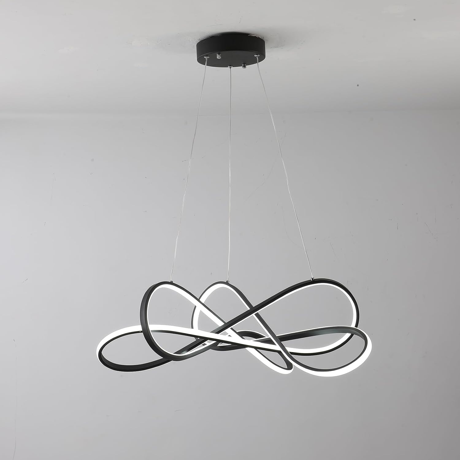 Dimmable with RC Luminaire DIY Pendant Lights Adjustable Suspension Chandelier LED Fixtures for Dining Living Room Kitchen Bedroom Bar (Black-VLA-2316-S)