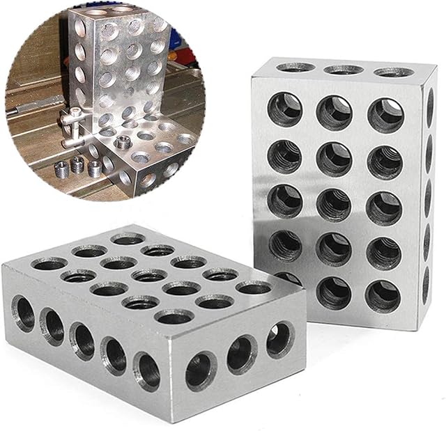 LQKYWNA Precision Blocks, 2 Pcs Hardened Steel Blocks, Parallel Blocks, 23 Holes 1-2-3 Engineer Blocks for Milling Machinist Lathe Tools