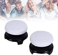 Vista 2 de ASHATA 2Pcs Thumbstick Extender for, 3D Texture Thumb Grip Stick Joystick Thumbstick for PlayStation 5 Controller (White)