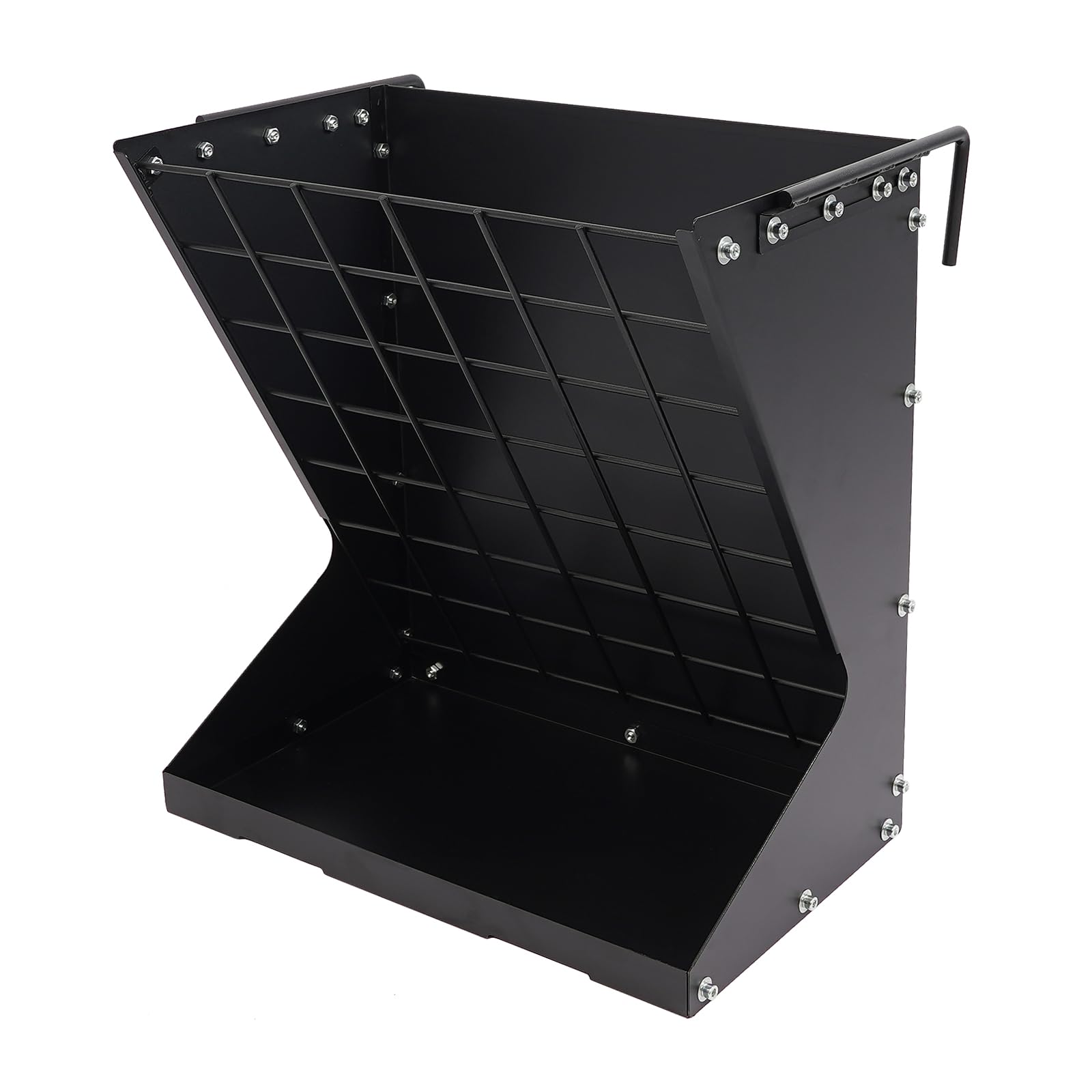 Dispensador de heno de gran capacidad, resistente, con gancho, ideal para ovejas, cabras y caballos (negro)