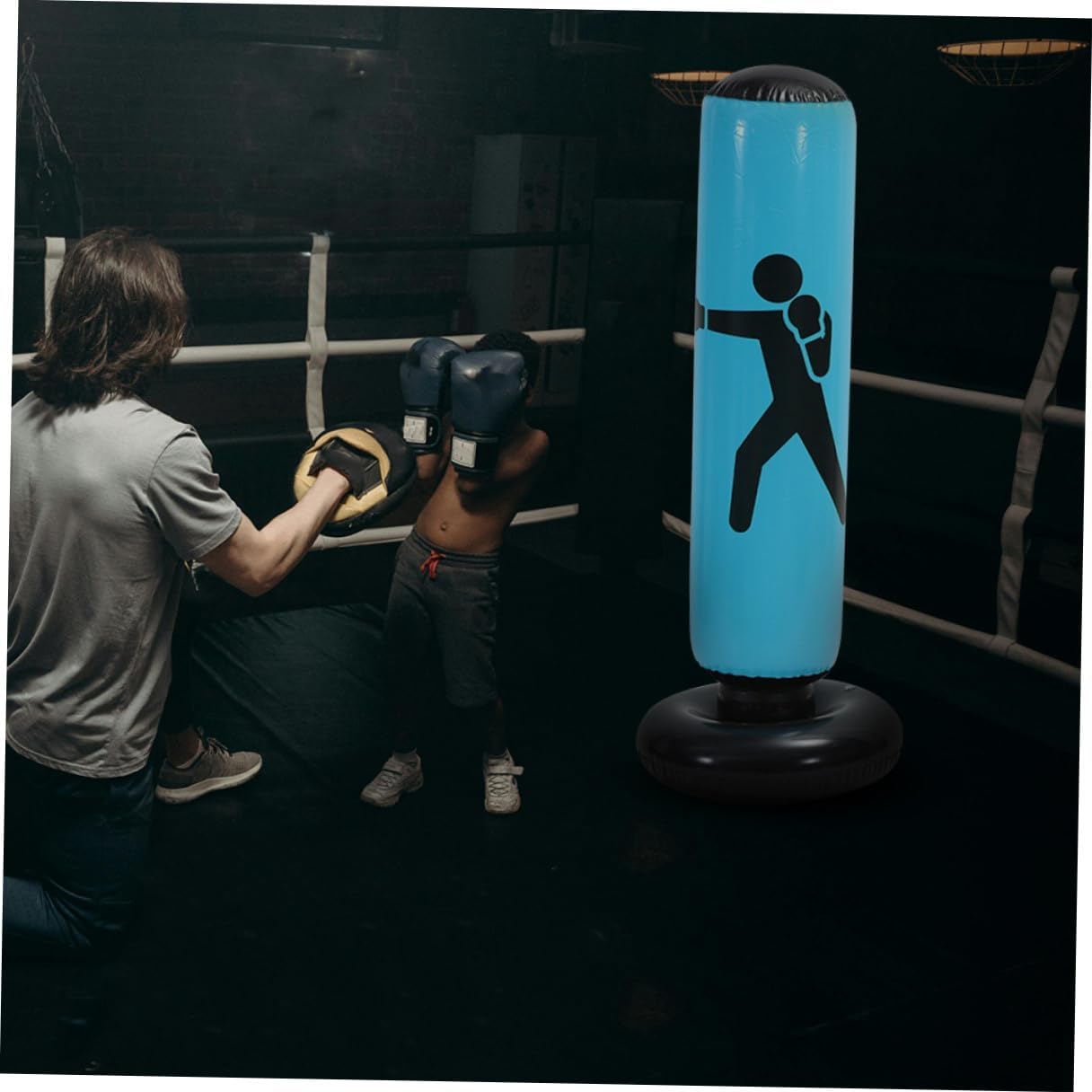 Veemoon Inflatable Boxing Training Punch Bag with Thickened Base, Freestanding Fitness Equipment for Adults, Blue Tumbler Punching Bag for Home Workout and Stress Relief