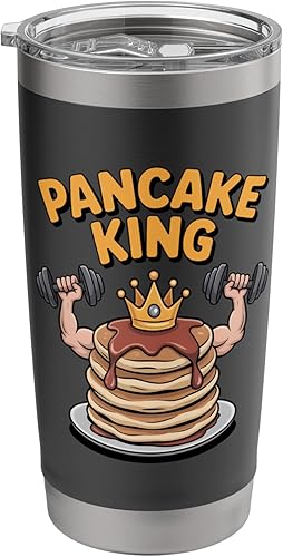 Pancake King Funny Breakfast Lover Bodybuilder Men Women Kid Stainless Steel Insulated Tumbler