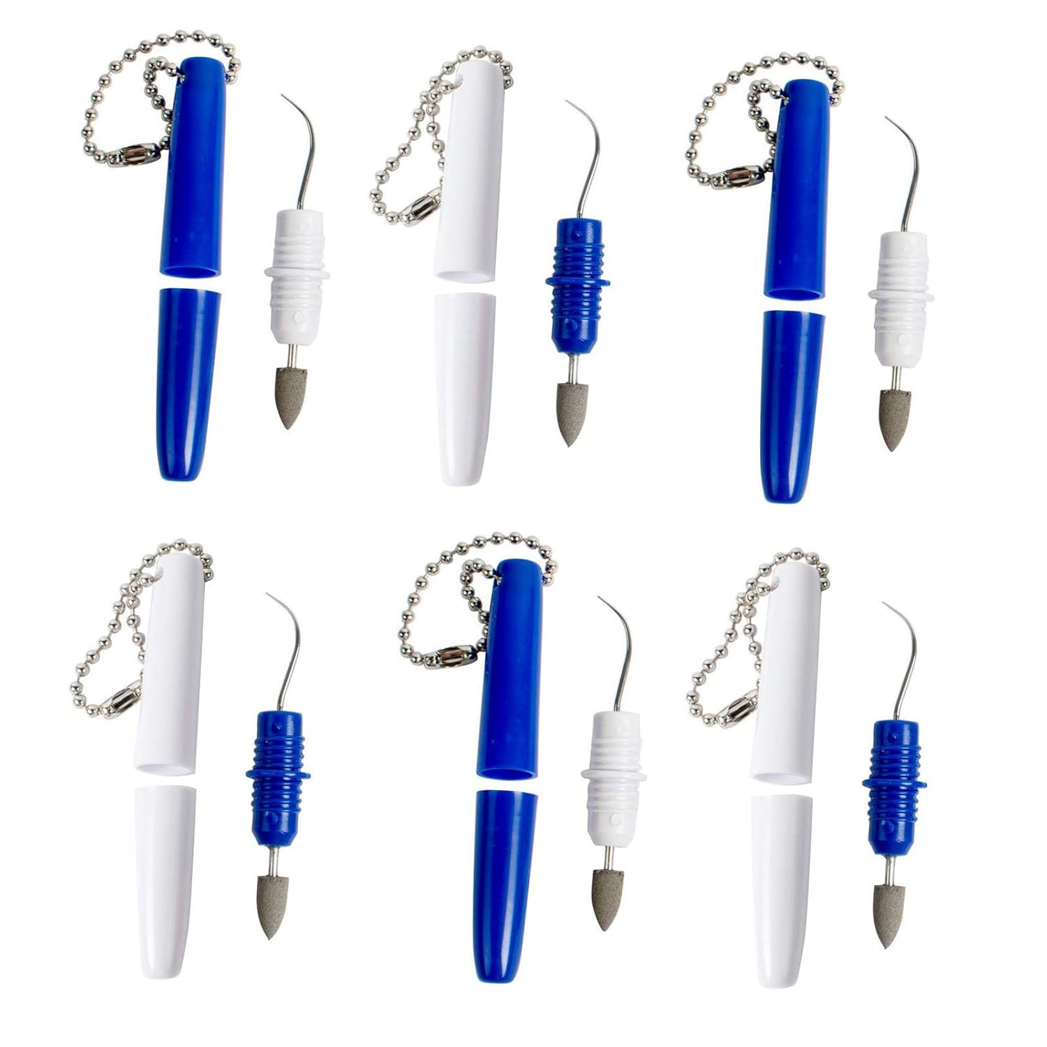 6PCS Conjunto de Ferramentas Dentais Portátil - Removedor de Manchas de Dentes Reutilizável e Mini Kit de Limpeza Dental com Chaveiro