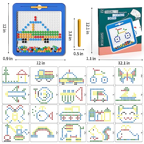 Large Magnetic Dots Board for Toddlers, Magnetic Drawing Board for Kids, Magnetic Dot Art with Magnetic Pen, Montessori Preschool Education Travel Toys for Kids Boys Girls Age 2 3 4 5 6 7 8 Years Old