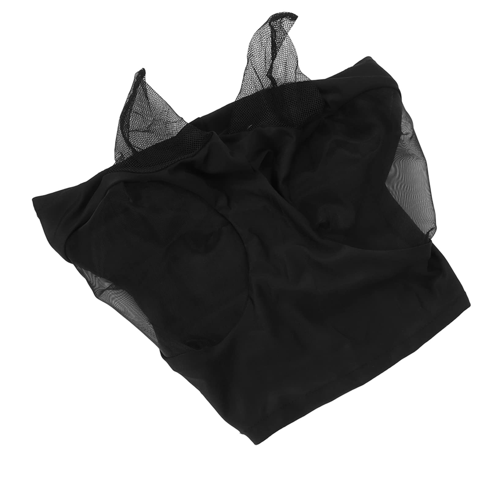 Fdit Máscara de Mosca de Malla de Caballo, Cubierta de Cara de Caballo Transpirable Cómoda Estirable para Estable (Negro)