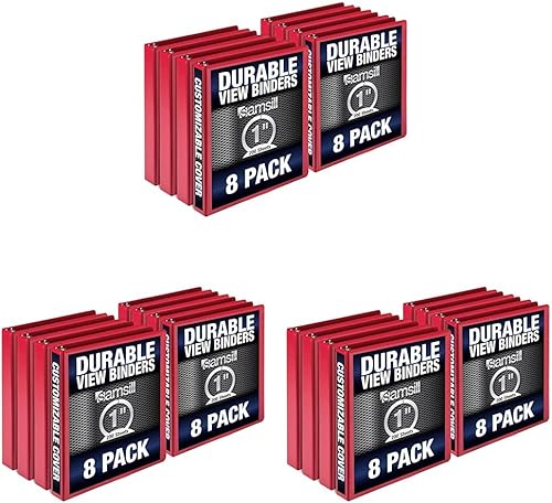 Vista 24 de Samsill Carpeta duradera de 1 pulgada, fabricada en los Estados Unidos, carpeta transparente personalizable de anillos redondos, color blanco