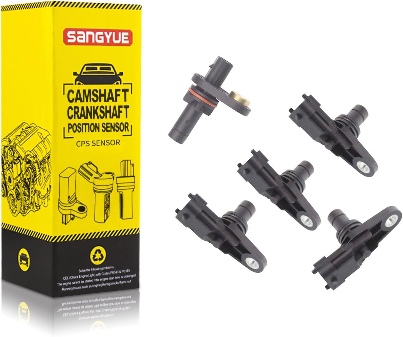 5pcs Crankshaft+Camshaft Position Sensor kit for 2007-2009 GMC Acadia; 2009 Chevy Traverse 3.6L; 2008-2009 Buick Enclave Pontiac Torrent; 2007-2008 Outlook XL-7